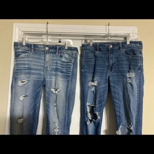 AMERICAN EAGLE Women~2 Pair Ripped Jeans~12 XLong